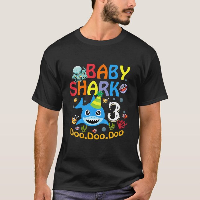 Kids Baby Shark 3Rd Birthday Boy Girl 3 Year Old G T-Shirt (Front)