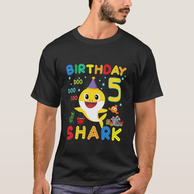 Kids Baby Shark 5Th Birthday Boy Girl 5 Year Old G T-Shirt (Front)