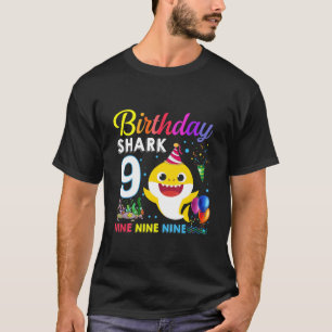 Kids Baby Shark 9Th Birthday Boy Girl 9 Year Old G T-Shirt