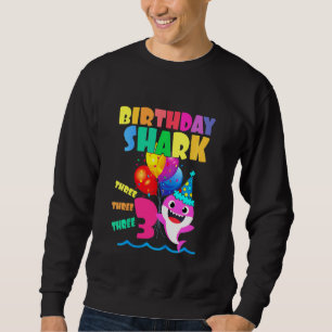 Kids Baby Shark Birthday Boy 3 Year Old  Doo Doo D Sweatshirt