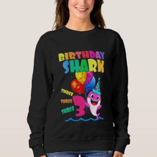 Kids Baby Shark Birthday Boy 3 Year Old Doo Doo D Sweatshirt