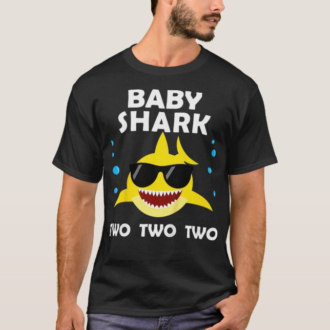 Kids Baby Shark Two 2nd Birthday Party Matching Gi T-Shirt (Front)