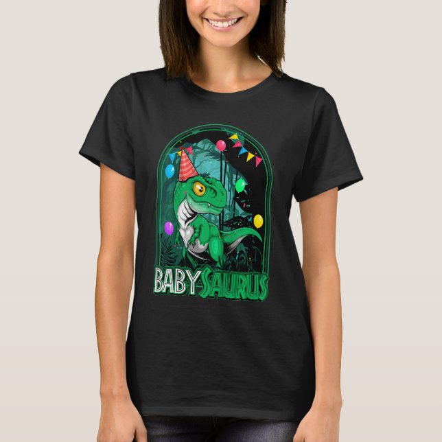Kids Babysaurus Trex Dinosaur Boy Girl Matching Bi T-Shirt (Front)