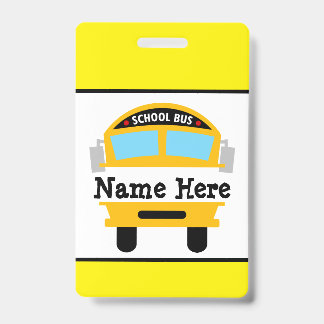 Kids Back to School Bus Personalise Name Badge ID Badge
