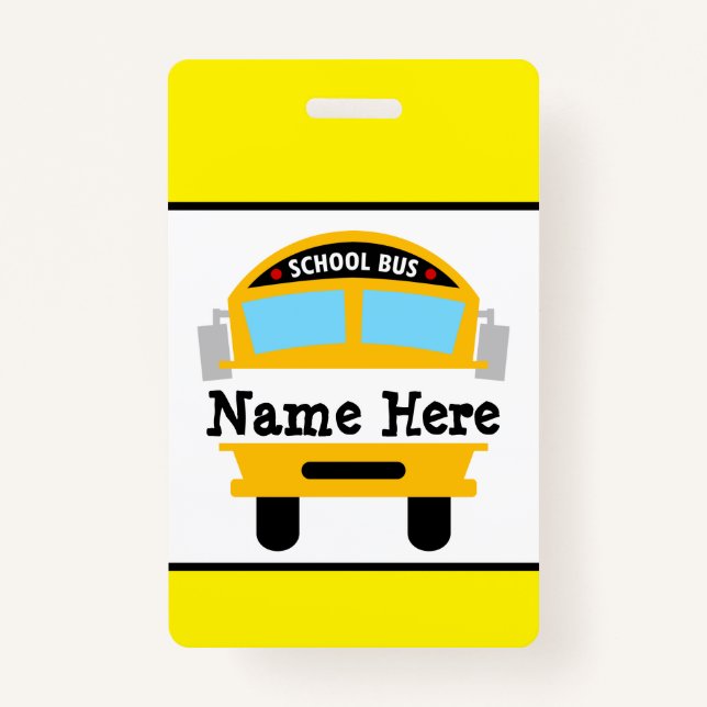 Kids Back to School Bus Personalise Name Badge ID Badge (Front)
