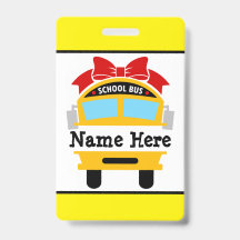 Kids Back to School Bus Personalise Name Badge