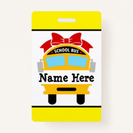 Kids Back to School Bus Personalise Name Badge ID Badge