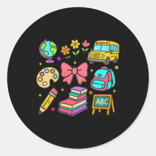 Kids Back To School Coquette  Classic Round Sticker