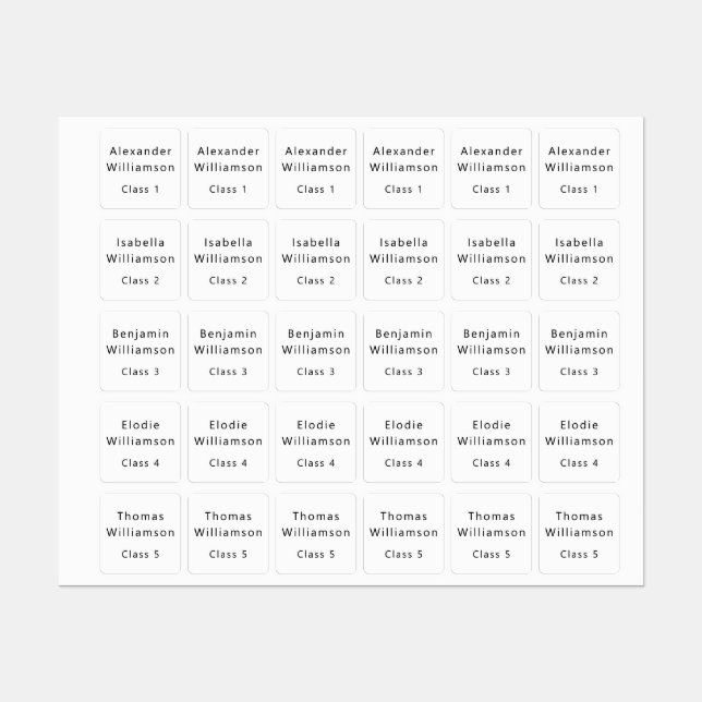 Kids Back to School Name Class Custom Uniform (Sheet)