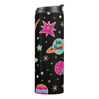 Kids' Back To School Space Rocket Pattern Name Thermal Tumbler