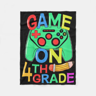 Kids Back To School Video Gamer 4th Grade Game On  Fleece Blanket