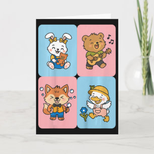 Kids Back To School With Forest Friends. Bunny Card