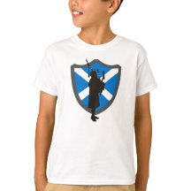 Kids Bagpiper T-Shirt:  Highlander Bagpiper Shield