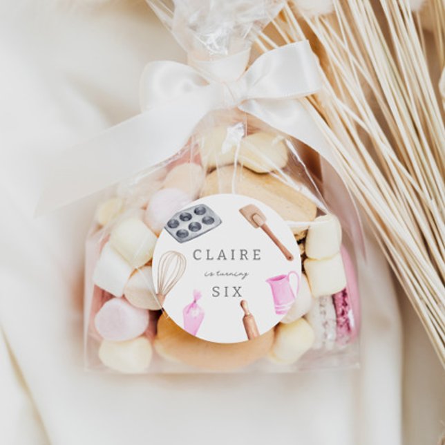 Kids' Baking Birthday Bash | Girls Party Classic Round Sticker (Creator Uploaded)