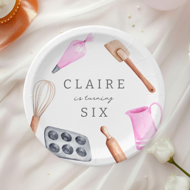 Kids' Baking Birthday Bash | Girls Party Paper Plate (Creator Uploaded)