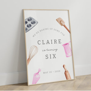 Kids' Baking Birthday Bash Girls Party Welcome Poster