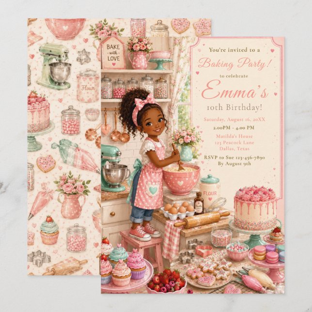 Kids Baking Birthday Invitation (Front/Back)