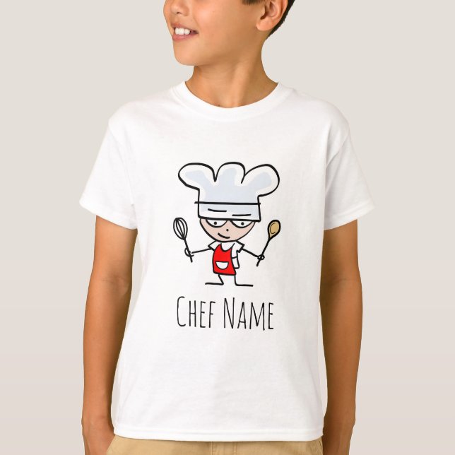 Kid's baking shirt with pastry chef cartoon design (Front)