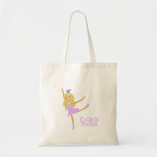 Kids Ballerina Purple Pink Library Book  Tote Bag