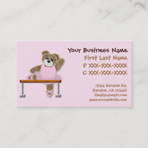Kids ballet class bear custom business cards