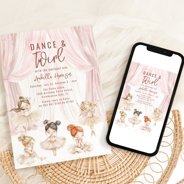 Kids Ballet Watercolor | Birthday Invitation (Creator Uploaded)