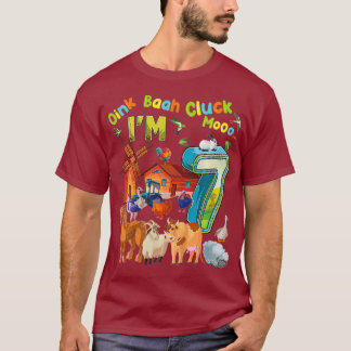 Kids Barnyard 7th Birthday Farm Animals 7 Years T-Shirt