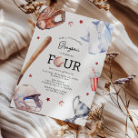 Kids Baseball 4th Birthday Party Invitation<br><div class="desc">Bring the excitement of the ballpark to your child's fourth birthday with our baseball themed party invitations. Crafted with beautiful watercolor imagery,  they're a sure hit for your little one's 4th birthday celebration.</div>