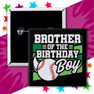 Kids Baseball Party Brother of the Birthday Boy 15 Cm Square Badge