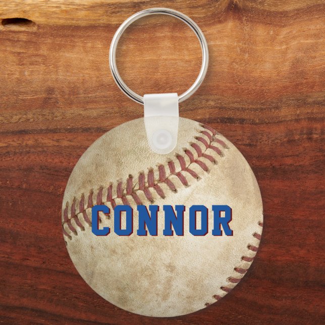 Kids Baseball Personalised Backpack Tag Key Ring (Front)