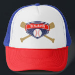 Kids Baseball Personalised Name Trucker Hat<br><div class="desc">Cute hat for a baseball theme party. Customise it with your child's name.</div>