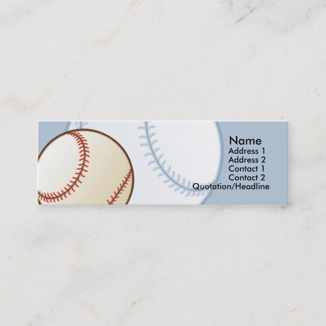 Kids Baseball Skinny Profile Cards (Front)