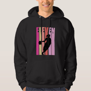 Kids Basketball 11th Birthday Kids Girls Retro 11 Hoodie