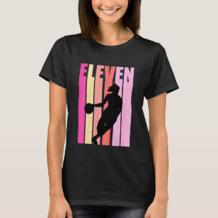Kids Basketball 11th Birthday Kids Girls Retro 11  T-Shirt