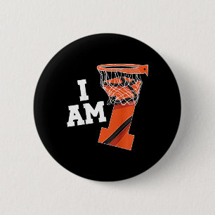 Kids Basketball 1st Birthday Boy One Year Old Bask 6 Cm Round Badge