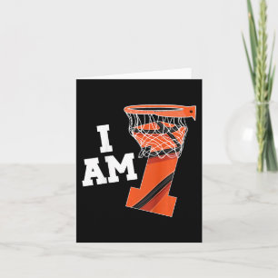 Kids Basketball 1st Birthday Boy One Year Old Bask Card