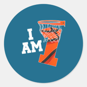 Kids basketball 1st birthday boy one year old bask classic round sticker