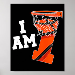 Kids basketball 1st birthday boy one year old bask poster