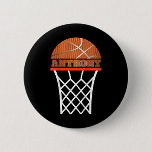 Kids Basketball Anthony Custom Name Gift For Boys 6 Cm Round Badge