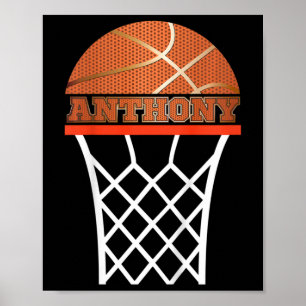 Kids Basketball  Anthony Custom Name Gift For Boys Poster