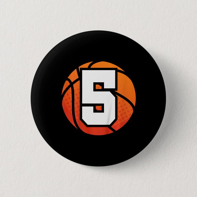 Kids Basketball Birthday  5 Number Five Year Old B 6 Cm Round Badge (Front)