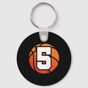 Kids Basketball Birthday  5 Number Five Year Old B Key Ring