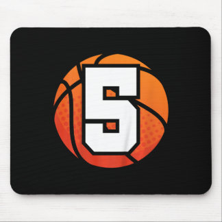 Kids Basketball Birthday  5 Number Five Year Old B Mouse Pad