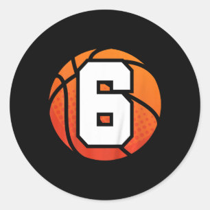 Kids Basketball Birthday  6 Number Six Year Old Bo Classic Round Sticker