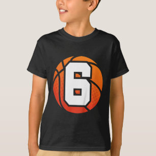 Kids Basketball Birthday 6 Number Six Year Old Bo T-Shirt