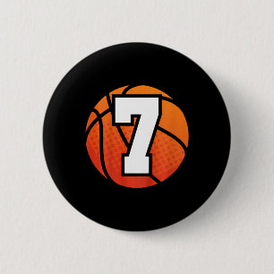 Kids Basketball Birthday 7 Number Seven Year Old 6 Cm Round Badge