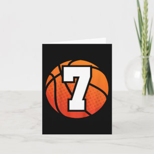 Kids Basketball Birthday  7 Number Seven Year Old  Card