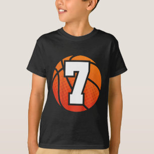 Kids Basketball Birthday  7 Number Seven Year Old  T-Shirt