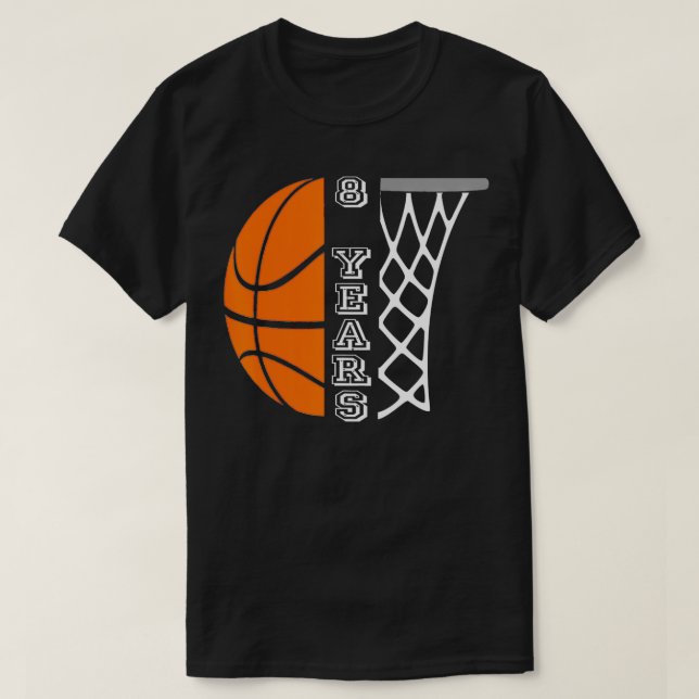 Kids Basketball Birthday For Boys 8 Years Old Gift T-Shirt (Design Front)