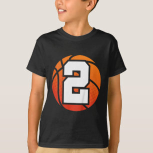 Kids Basketball Birthday  Number 2 for Two Year Ol T-Shirt