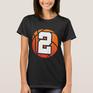 Kids Basketball Birthday  Number 2 for Two Year Ol T-Shirt